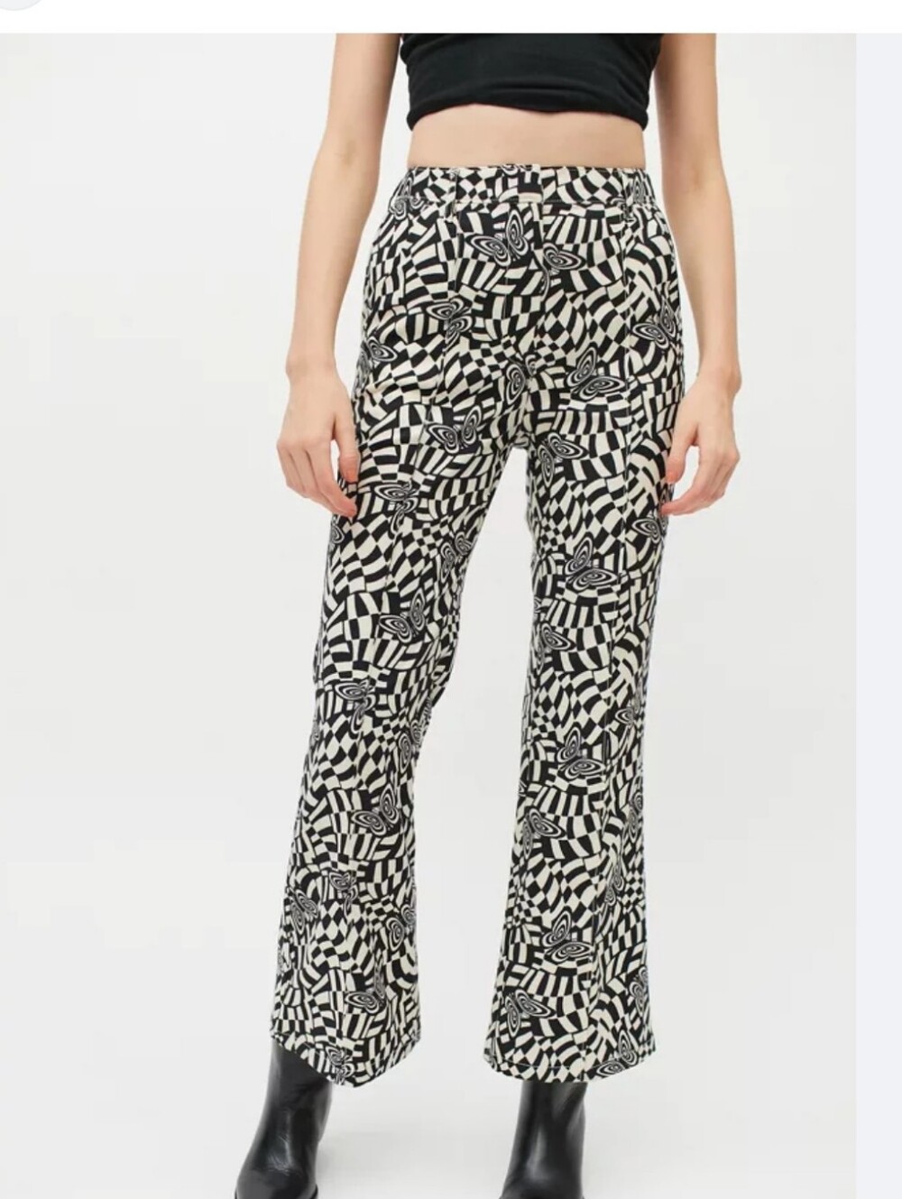 Urban Outfitters UO Printed Isabella Flare Pant Psychedelic Pop Art 60s Chic 6